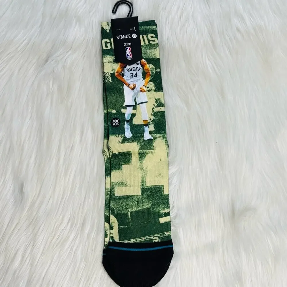 NBA Stance Green and Black Giannis Crew Socks